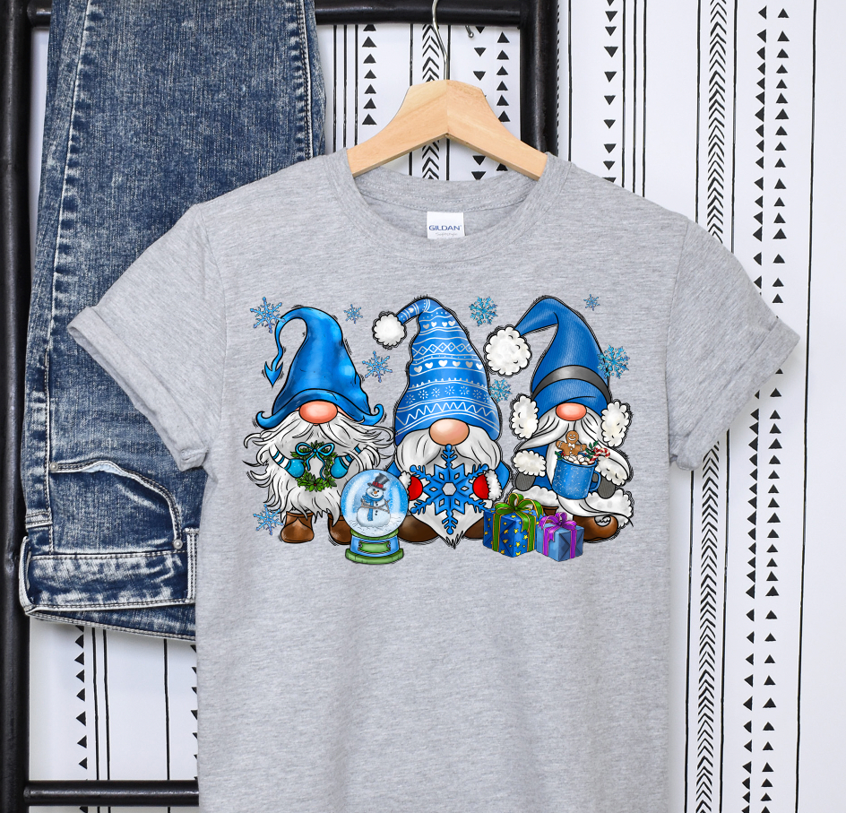 GNOMES winter BLUE Short sleeve t shirt