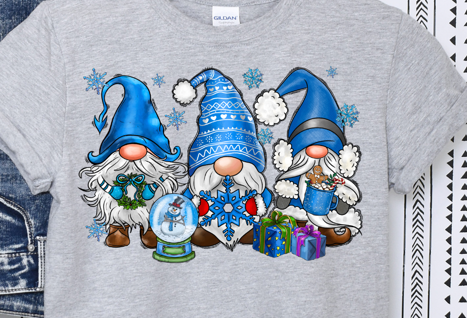 GNOMES winter BLUE Short sleeve t shirt