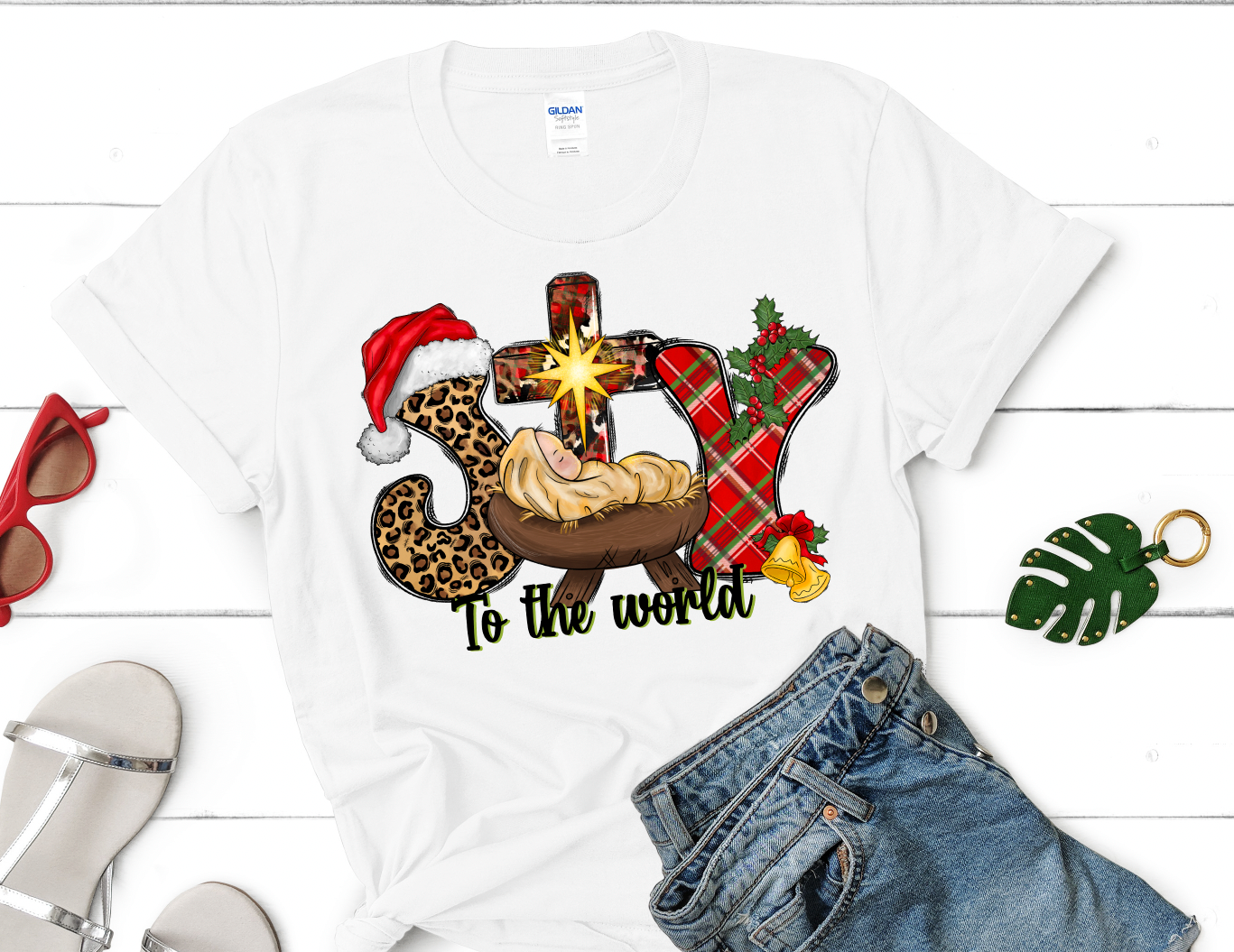 Joy to the World Baby Jesus - white Short sleeve t shirt