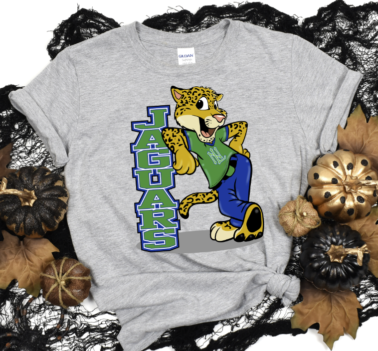 North Laurel School Jaguar Retro Cat short sleeve T shirt