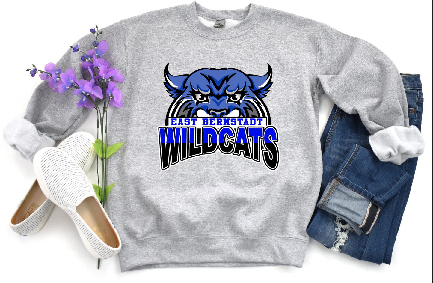 EAST BERNSTADT WILDCATS School Crewneck Sweatshirt Gildan 18000