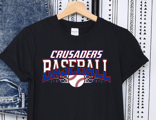 CRUSADERS BASEBALL SHORT SLEEVE T-SHIRT WITH NAME AND NUMBER ON BACK