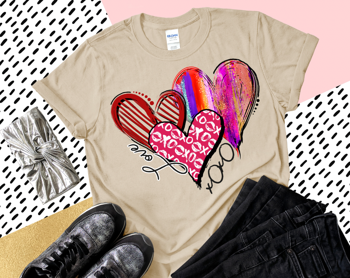 MULTI HEART PRINT Valentine T-shirt short sleeves