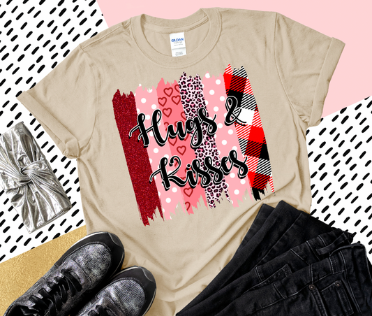 Hugs and Kisses stripe Valentines Day shirt