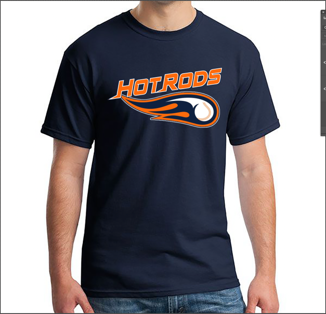 HOTROD BASEBALL TEAM SHORT SLEEVE T-SHIRT WITH NAME AND NUMBER ON BACK
