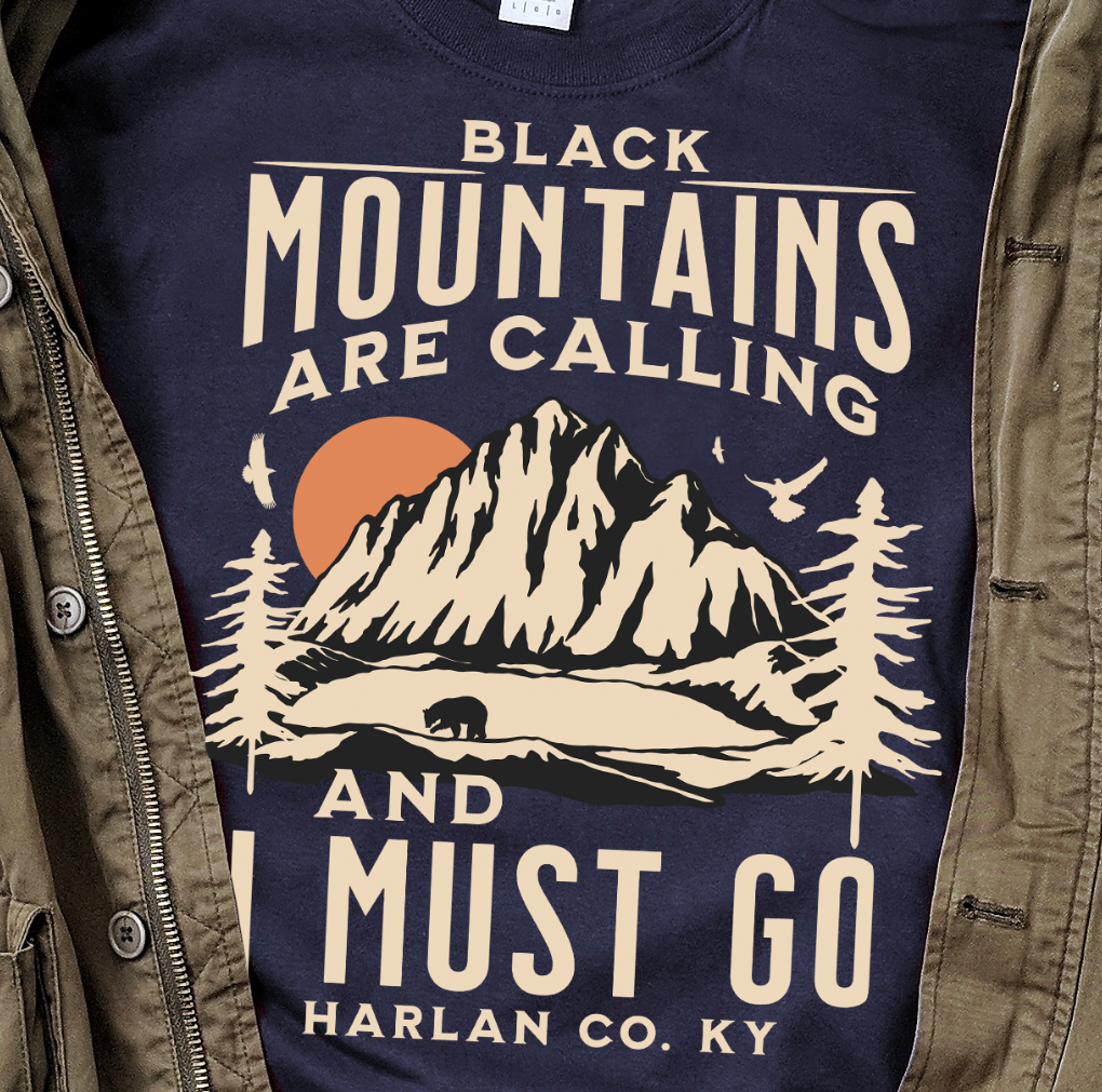The Black Mountains are calling and I must go navy short sleeve t shirt