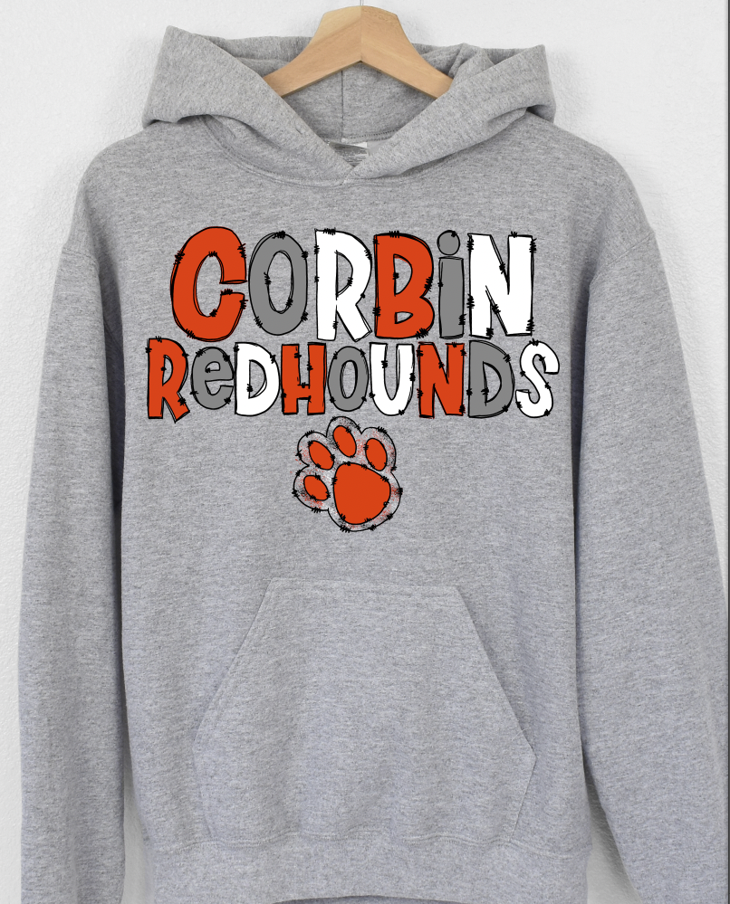 Corbin Redhounds School Jagged paw Print hoody