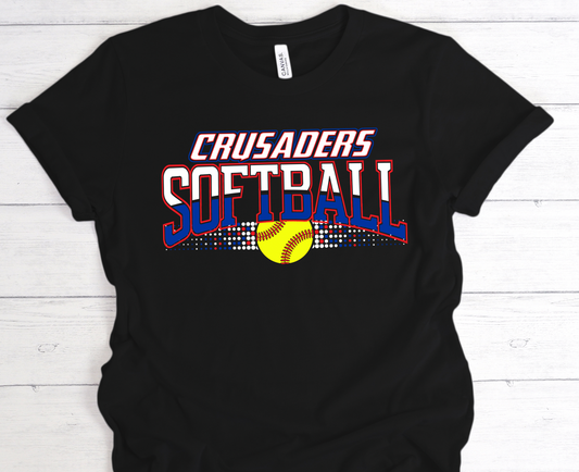 CRUSADERS SOFTBALL SHORT SLEEVE T-SHIRT WITH NAME AND NUMBER ON BACK