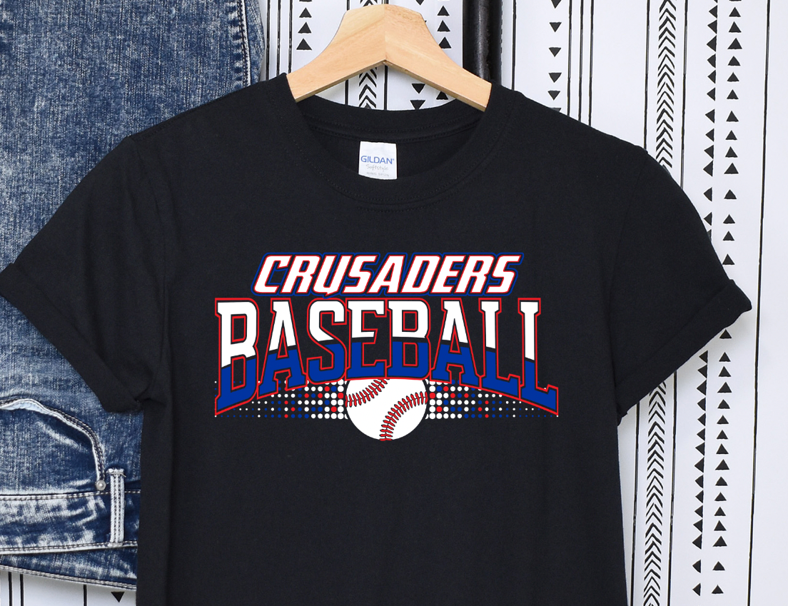 CRUSADERS BASEBALL SHORT SLEEVE T-SHIRT WITH NAME AND NUMBER ON BACK