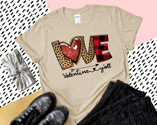LOVE VALENTINE YA'LL Valentines Day shirt