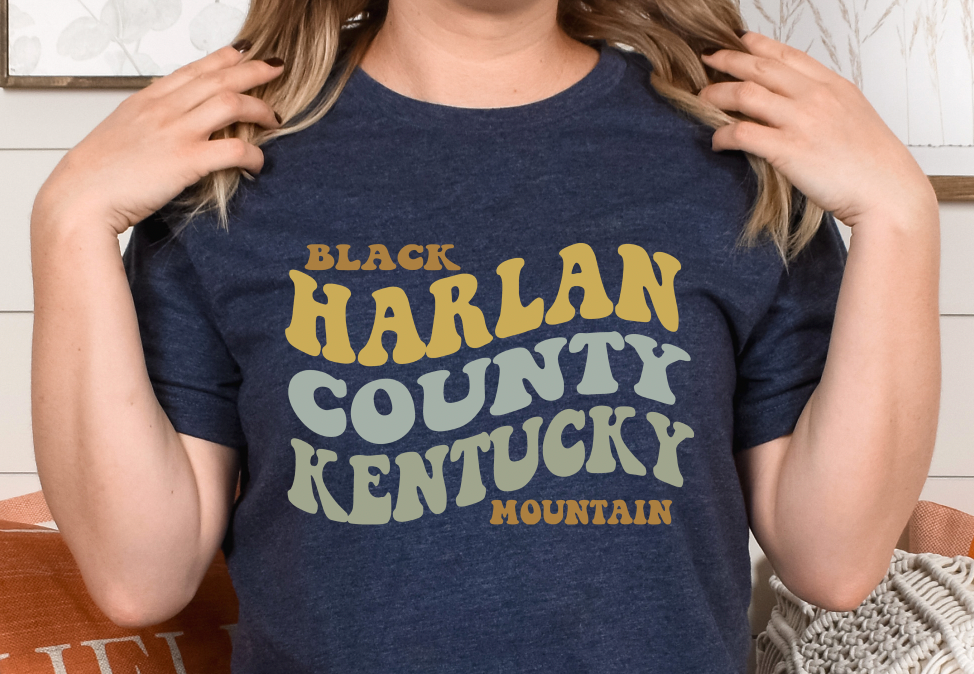 Short Sleeve T shirt - Harlan Co Kentucky wave design